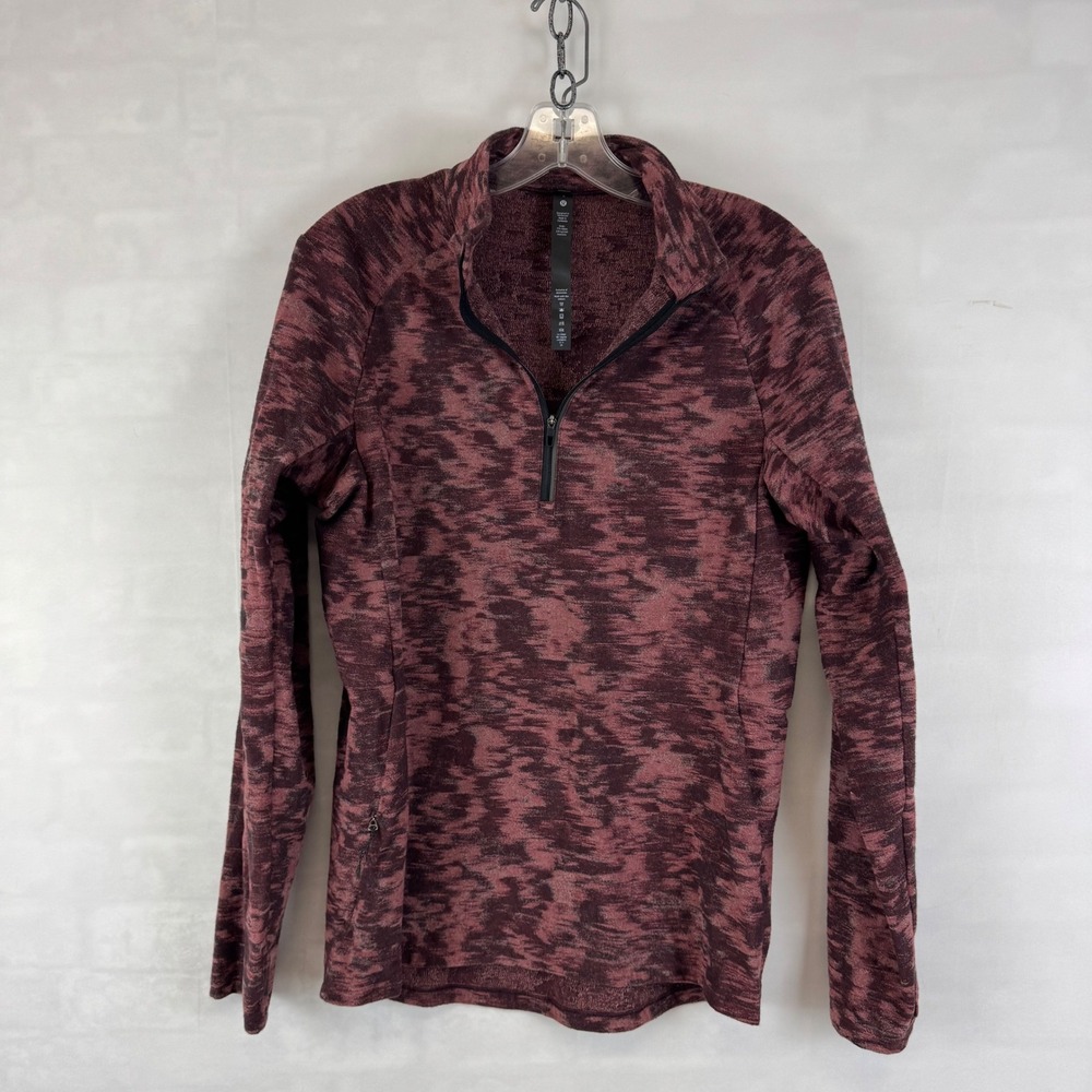 lululemon Surge Warm 1/2 Zip Pullover Heathered Pink Red Black Men's S
